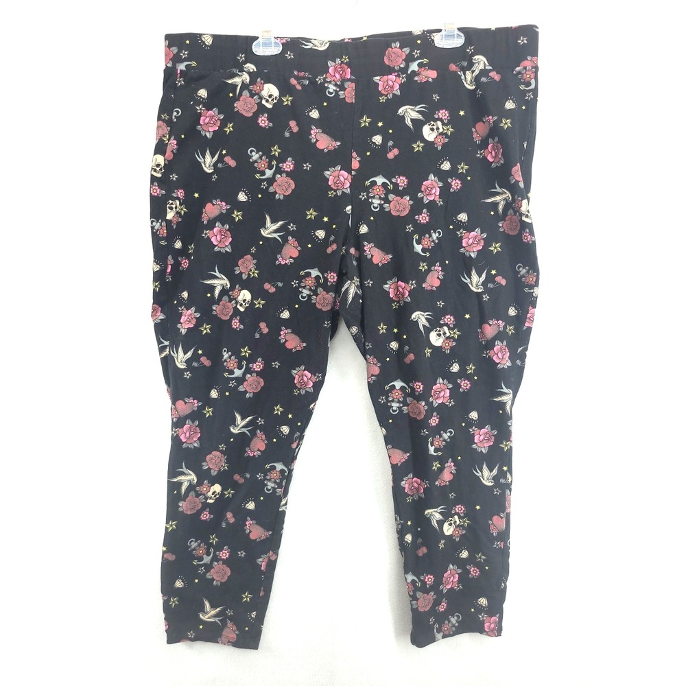 TORRID Skulls, Flowers, Hearts Pixxy Tattoo Icons Premium Legging Size 4